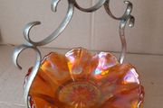 Carnival Glass Bowl On ( Epns ) Stand