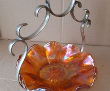 Carnival Glass Bowl On ( Epns ) Stand