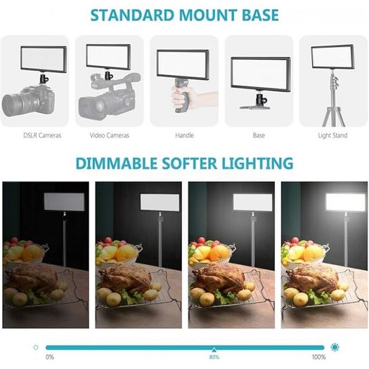 Neewer T120 Super Slim Dimmable Bi-Color LED Panel Light with LCD Display - 61211