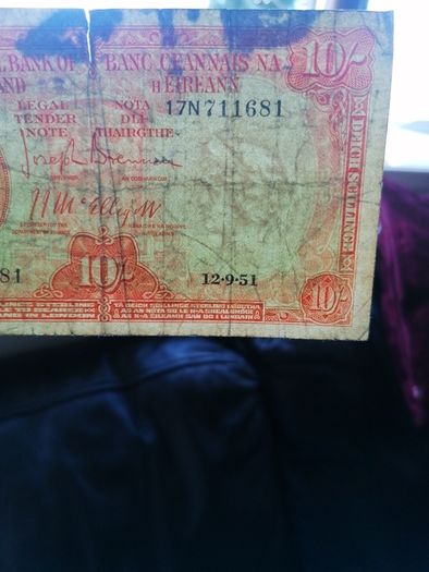 1951 Ireland Ten Shilling Banknote