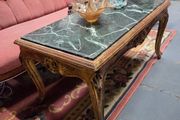 gilt and green marble coffee table