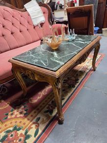 gilt and green marble coffee table