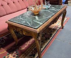 gilt and green marble coffee table