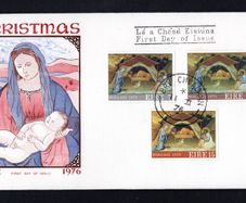 1976 Ireland Christmas: "The Nativity" by Lorenzo Monaco Commemorative Stamp Illustrated Hibernian First Day Cover (FDC) with Bri Chualann (Bray) Cancel