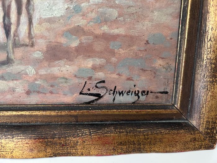 Antique Oil Painting by Austrian artist Ludwig Schweiger