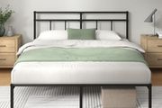 Elias Double Bed Frame Bed 190x135 cm  30cm Height Metal Bed Frame with Headboard  Platform bed frame with steel slat support  Modern Design  Easy Assembly  Black