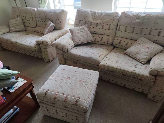 Casey's sofas x2 & pouffe FREE to take away