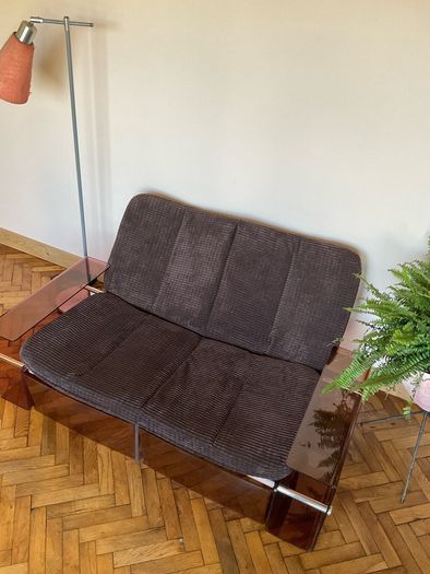 Mid century pink Perspex 2 seater love seat