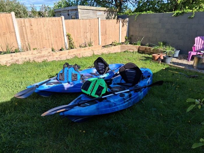 2 x Skipjak Kayaks + Padded Roof Rack  Full Set