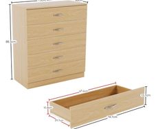 5 Drawer Chest of Drawers - Metal Handles