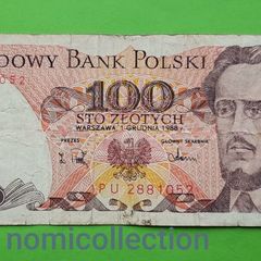 Poland 1988 year 100 Zlotyh banknote.