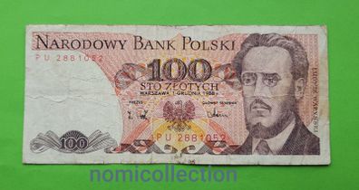 Poland 1988 year 100 Zlotyh banknote.
