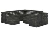 10 Piece Garden Pallet Lounge Set Solid Pinewood Dark Grey
