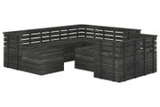 10 Piece Garden Pallet Lounge Set Solid Pinewood Dark Grey