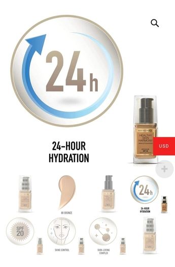 Max Factor Healthy Skin Harmony Liquid Foundation With SPF - Shade - 80 Bronze - Size - 30ml - RRP - 16.95
