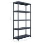 Storage Shelf Racks 2 pcs Black 250 kg 80x40x180 cm Plastic Image 9