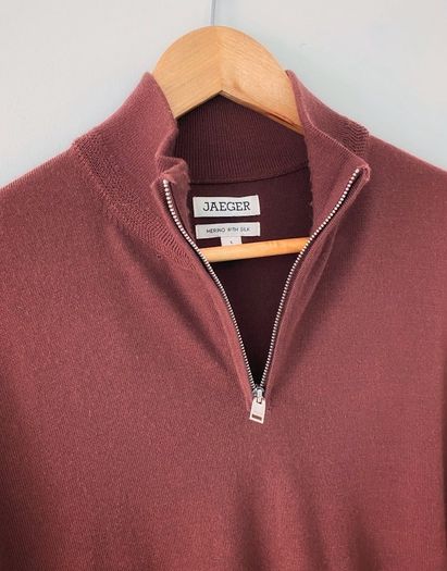 Jaeger Merino Wool and Silk Half Zip Jumper