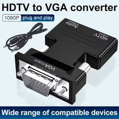 HDTV to VGA Adapter with Audio Output - Plug & Play Converter for Laptops, PCs, Monitors, Projectors, HDTVs, Chromebooks, Roku, Xbox (Includes 3.5mm Stereo Cable)