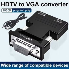 HDTV to VGA Adapter with Audio Output - Plug & Play Converter for Laptops, PCs, Monitors, Projectors, HDTVs, Chromebooks, Roku, Xbox (Includes 3.5mm Stereo Cable)