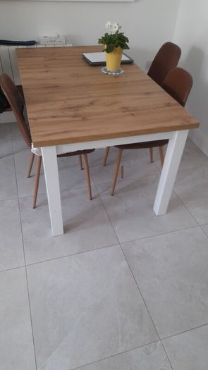 Dining table MARKSKEL 150x193 white/oak colour