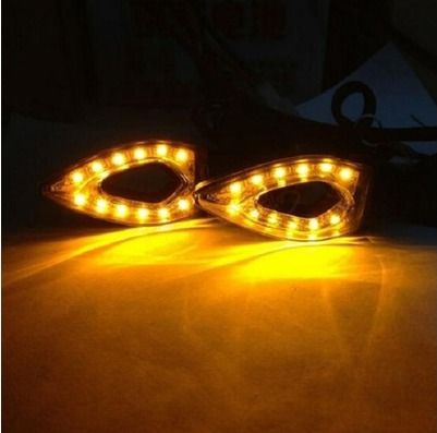 1Pair Waterproof Amber Light 12 LED Motorcycle Turn Signal Lights Indicators Lights