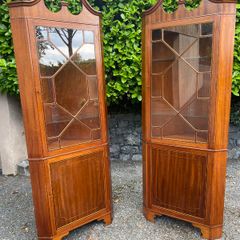 Mahogany Corner Cabinets - matching pair