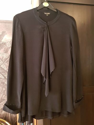Massimo Dutti black blouse, shirt, top with ruffle, size S