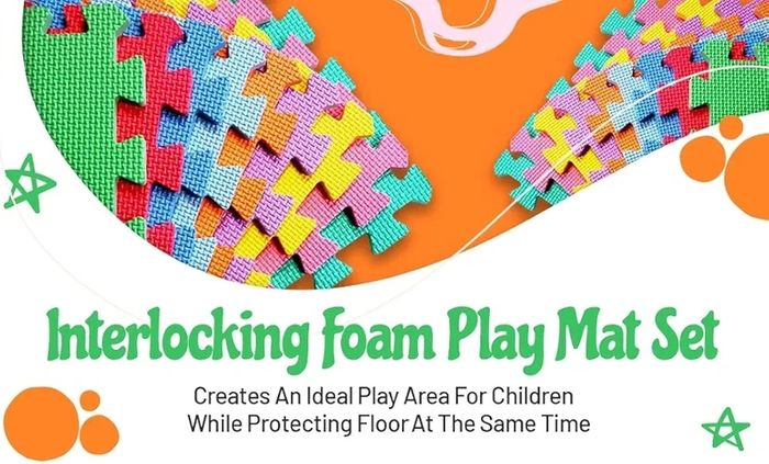 Interlocking Foam Play Mat Set. Great for Babies, Toddlers or Even exersise (32 x 32cm. 18 Piece Pastel Mats)
