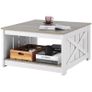 Farmhouse Coffee Table, Square Coffee Table with Open Storage Compartment Image 2