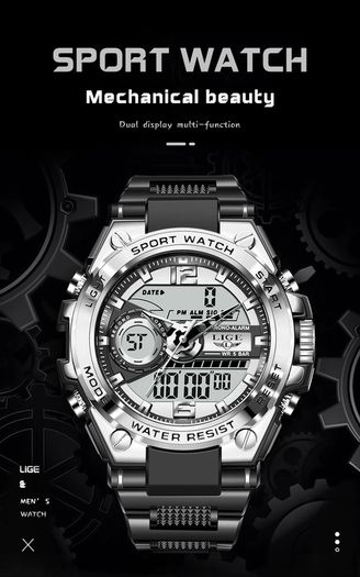 BRAND NEW LIGE Digital Men Military Watch 50m Waterproof Wristwatch LED Quartz Clock Sport Watch Male Big Watches Men Relogios Masculino