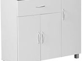 Sideboard White With 3 Doors 1 Drawer Cabinet