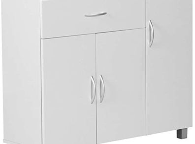 Sideboard White With 3 Doors 1 Drawer Cabinet