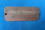 Edison gramophone name plate
