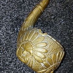 Vintage brass ashtray ,Pipe shaped ,very heavy