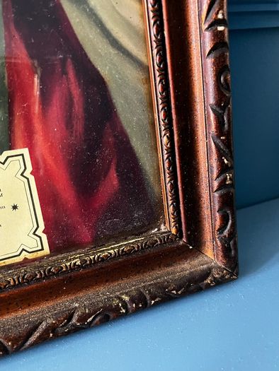 Antique Sacred Heart of Jesus Chromolithograph Framed c.1930s