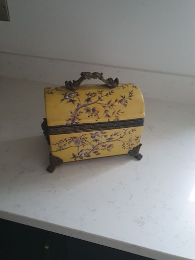 Antique Porcelain Jewelry or Trinket Casket