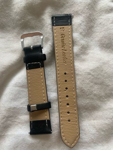black genuine leather watch strap