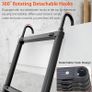 Aluminum Telescoping Ladder, 2.9M/9.5FT Portable Extension Ladder with 2 Detachable Hooks Extendable Folding Anti-Slip Loft Ladder with Certificate EN 131, Black Image 2