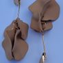 Oval Beige Gold Rim Elegant Strand Drop Multi Tassel Petal Satin Earrings Image 7