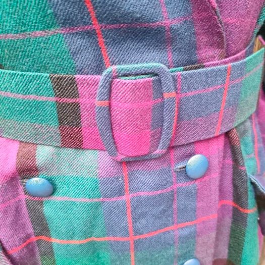 Vintage plaid purple and blue Blazer Dress