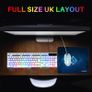 Raptor White Gaming Keyboard And Mouse Set With Large Mouse Pad, Rainbow LED Illustrated Keys, USB Wired Desktop Combo, UK Layout, For Desktop PC, Laptop, PS4, PS5, Xbox One Image 8