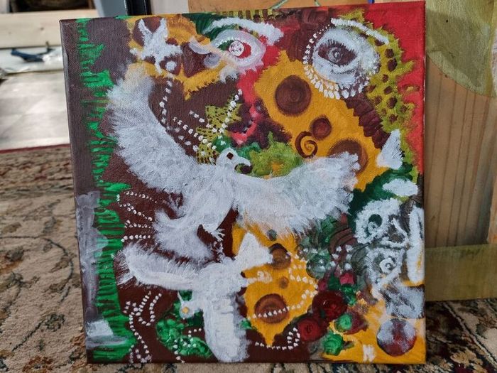 Glued Doves painting by MD