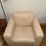 2 Seater White Leather Sofa Bed, Fold-Out Mattres and Armchair Image 4