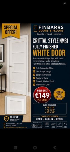 Deanta White Nm31 Solid Crittal Doors