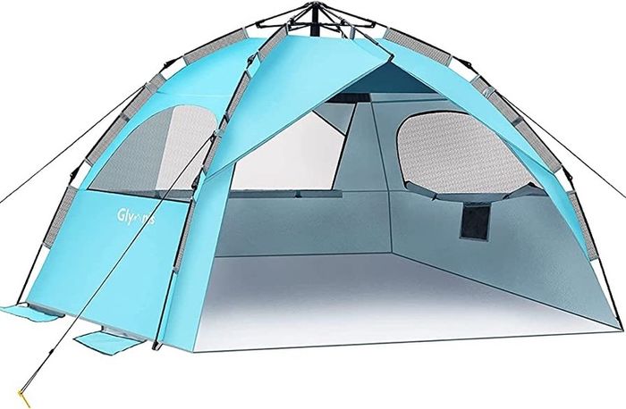 Beach Tent 4-6 Person Pop Up Beach Tent Large Hydraulic Automatic Portable Sun Shade Shelter (FREE SHIPPING)