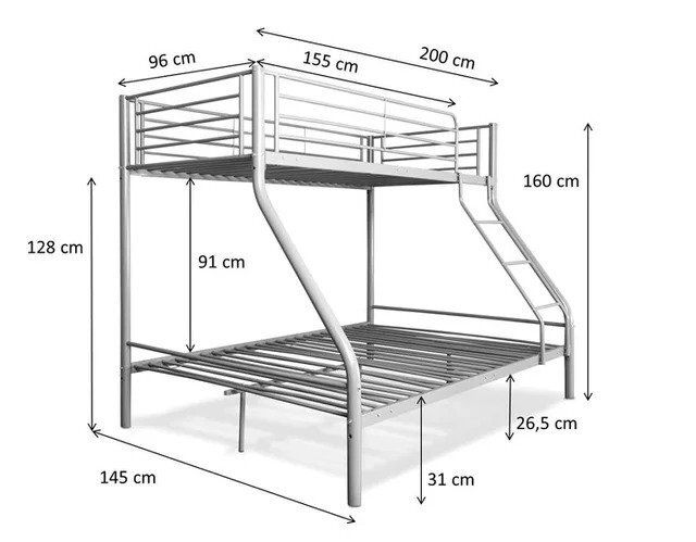 White Double Metal Bunk Bed FREE DELIVERY