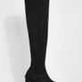Size 4 Black Wide Fit Faux Suede Block Heel Stretch Over The Knee Boots Image 3