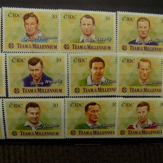 Team of the Millennium GAA Stamps Sheet. - 1999 Eire Collection