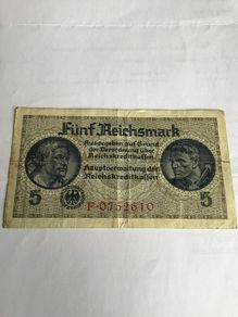 Rare Old German Banknote 5 Reichmark