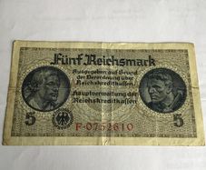 Rare Old German Banknote 5 Reichmark